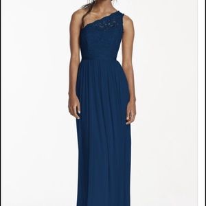 David’s Bridal Horizon Blue One Shoulder Dress